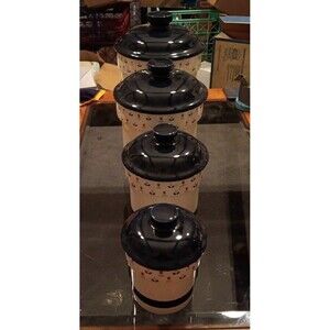 Set 4 Vintage 1983 Country Borders Cookies Jars With Japan Flowers